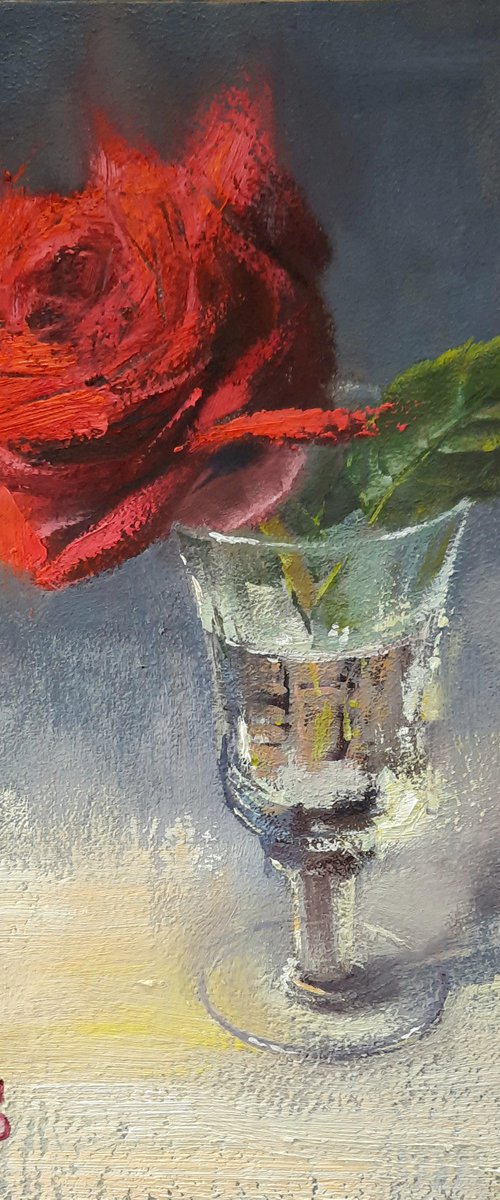Red Rose in the glass by Irina Sergeyeva