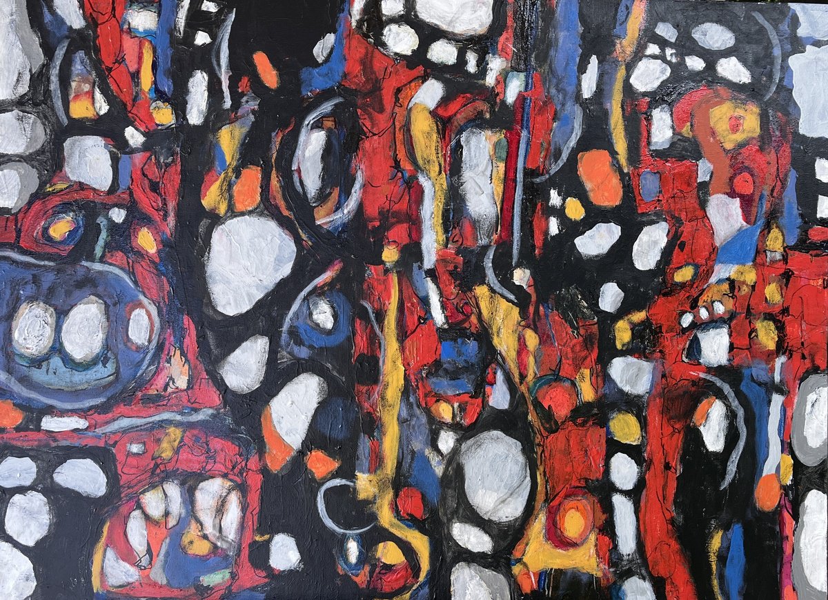 Abstract Acrylic Painting By Jeffrey Davies, 40 X 30, Beyond The Black 10, Original Artwork