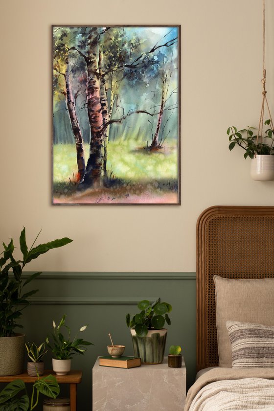 Birch Trees Summer Landscape