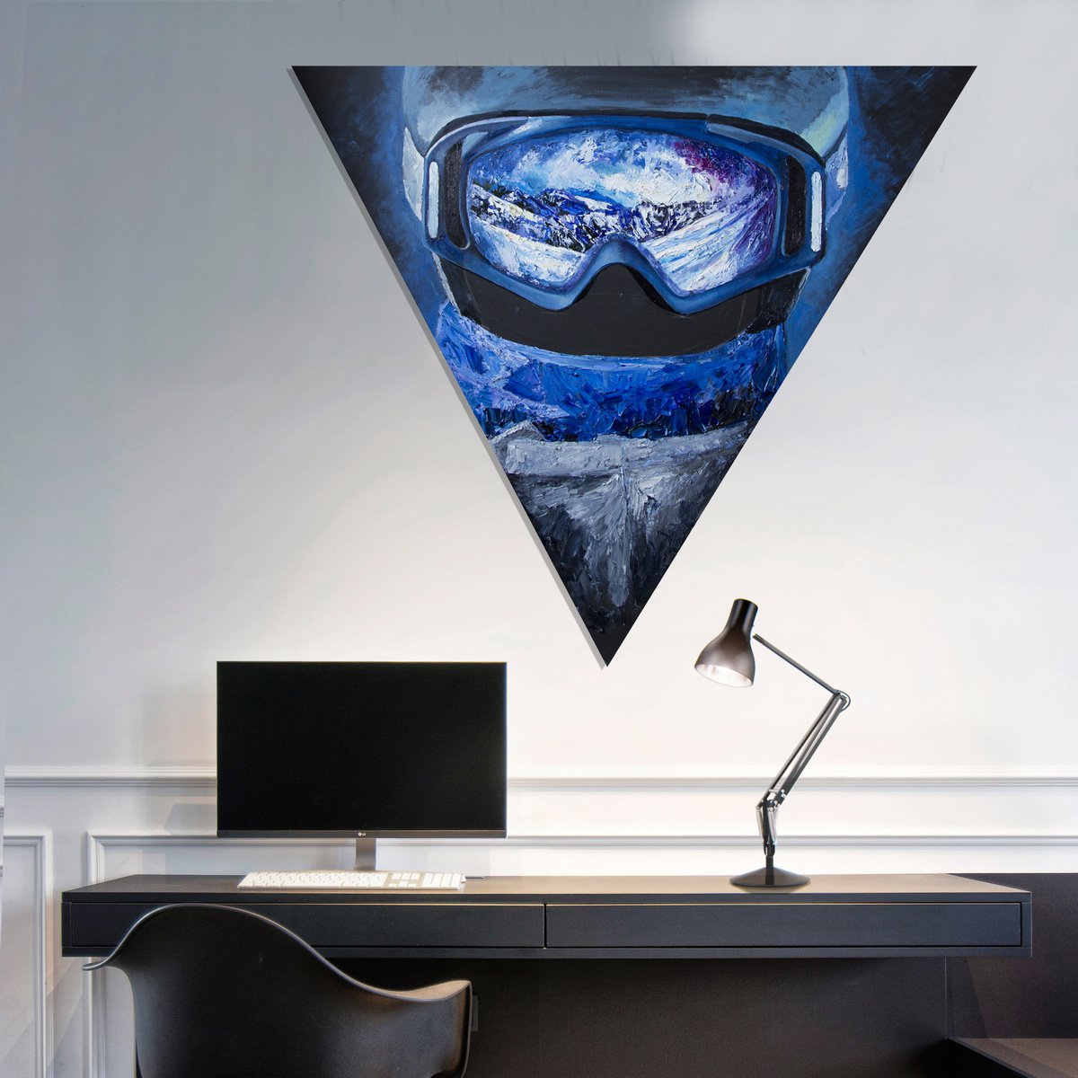Man in the mountains / black / triangle / sport / snow / mountains / ski by Anna Bo