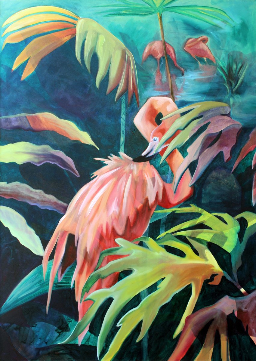 Surrealistic Animal Oil Painting By Ben Stephenson, 29 X 41, Plume, Original Artwork