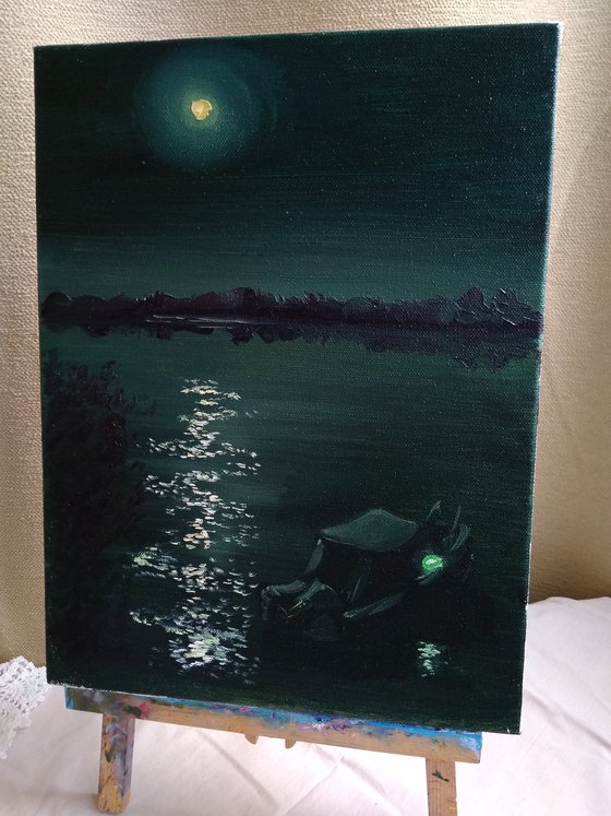 Moonlight night over the river.