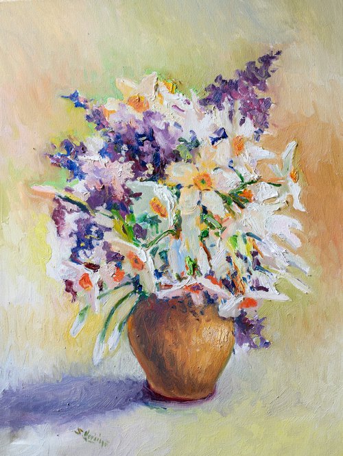 Still life with Daffodils, Spring Flowers by Suren Nersisyan