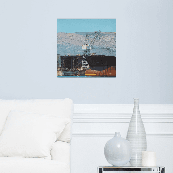 Shipyard with crane