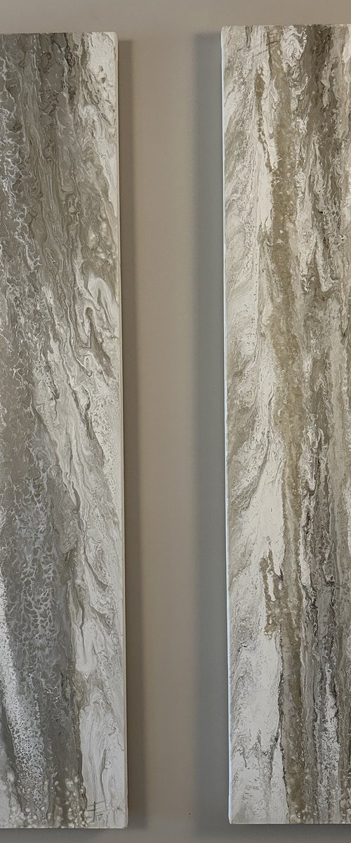 Voile — Neutral Abstract Diptych by Kseniia Turik