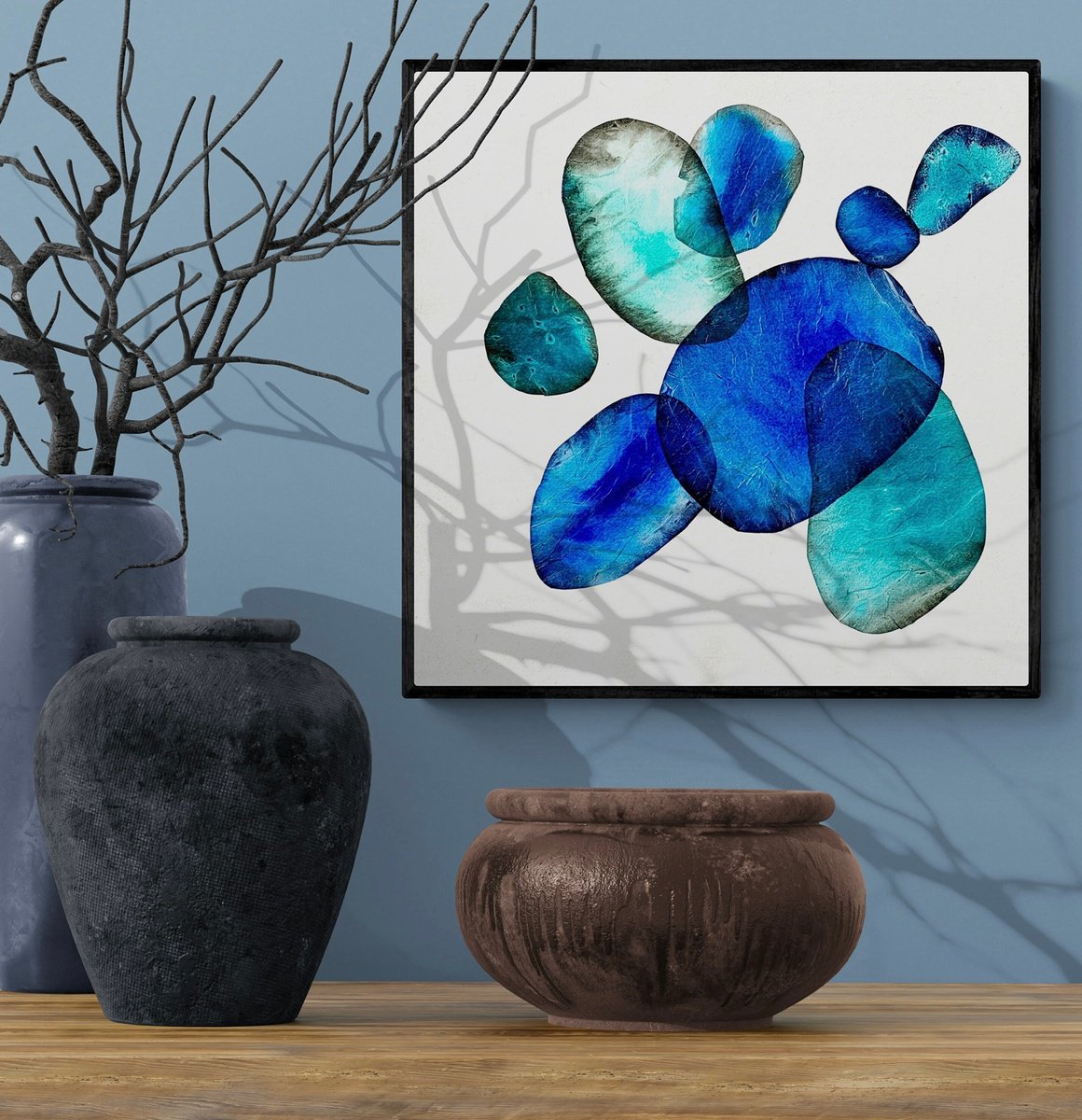 Abstract Acrylic Painting By Anita Kaufmann, 20 X 20, Beyond The Sea No. 2823 Blue Abstract, Original Artwork