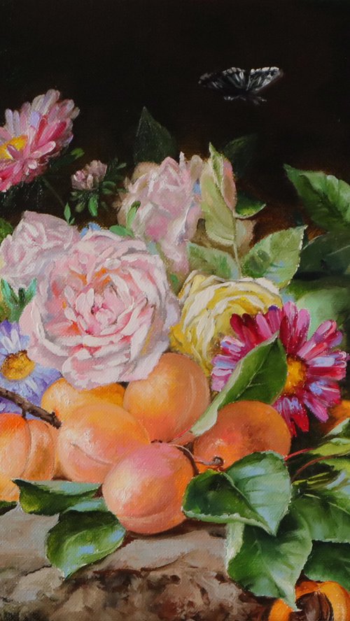 Roses, Asters and Apricots. Still life floral by Natalia Shaykina