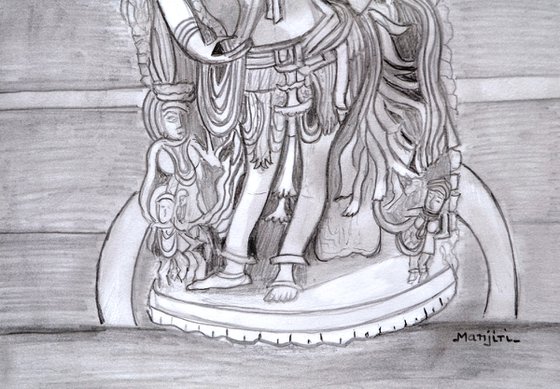 Sculpture pencil drawing of Madanika Chennakesava temple Karnataka