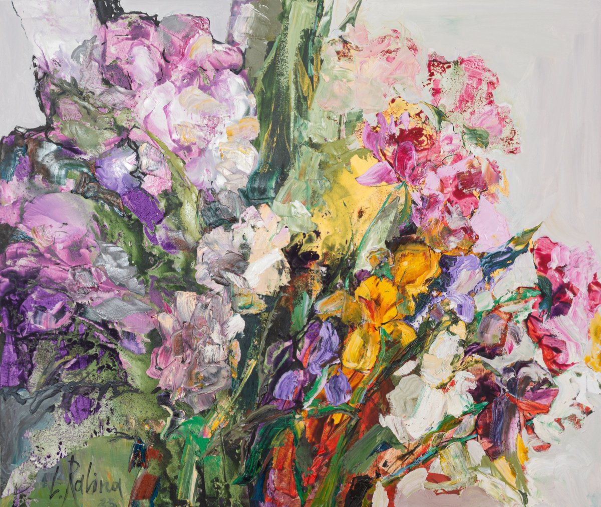 Botanical Oil Painting By Yelena Ralina, 55 X 47", Gentle Scent, Original Artwork