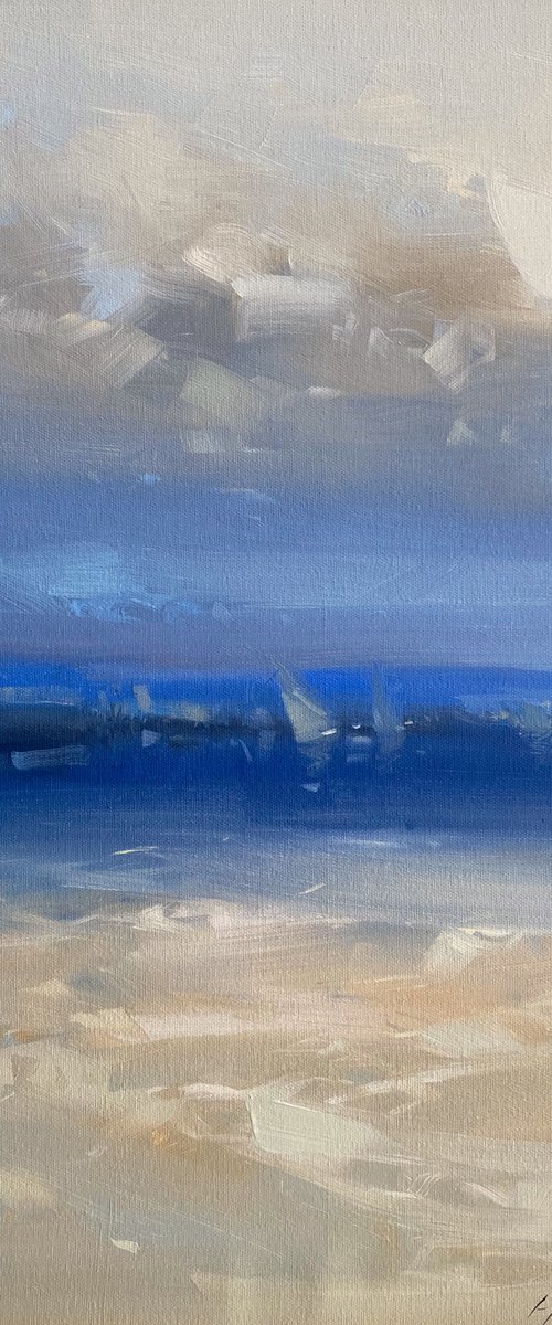 Cream Sky, Original oil painting, Handmade artwork, One of a kind by Vahe Yeremyan