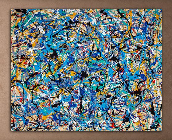 - Karbo N-8 - (W)120x(H)96 cm. Style of JACKSON POLLOCK. Abstract Expressionism Painting