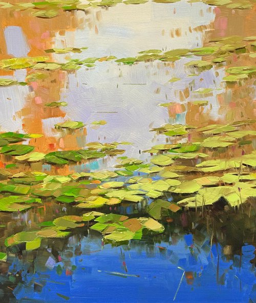 Waterlilies, Original Oil painting, Handmade artwork, One of a kind by Vahe Yeremyan