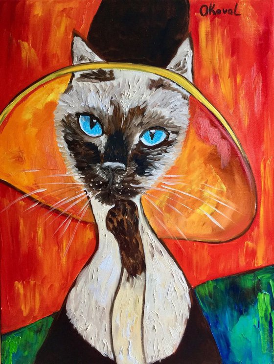 Cat  in a Hat, inspired by Amedeo Clemente Modigliani