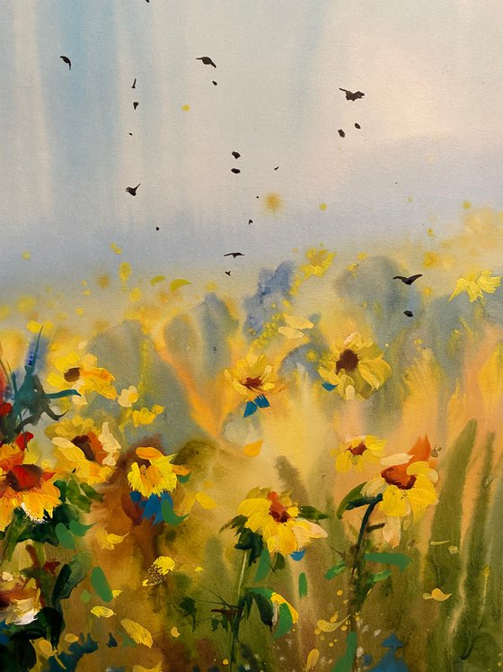 Sold Watercolor “Sun flowers” perfect gift