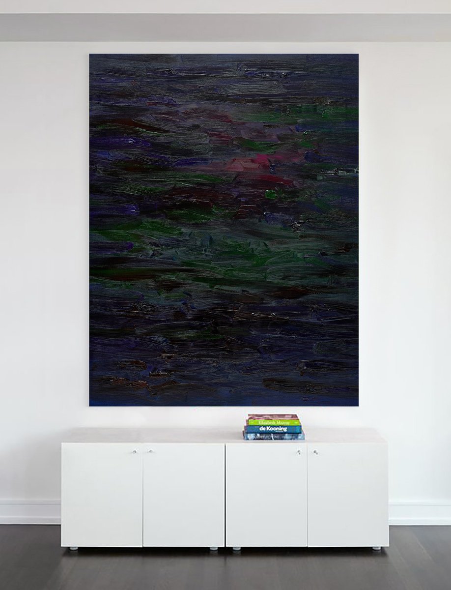 Abstract Oil Painting By Nataliia Sydorova, 51 X 67", Mulberry Night, Original Artwork