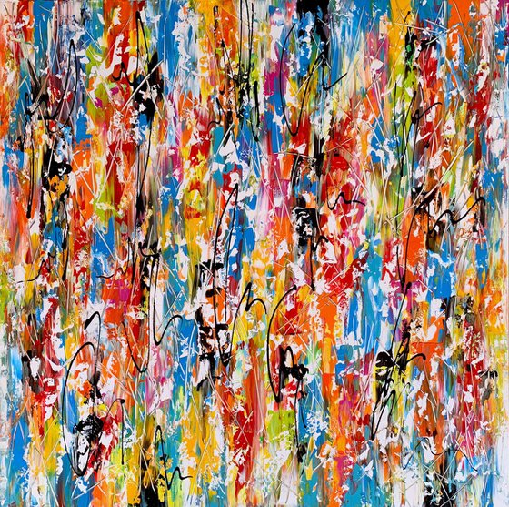 Summer Love - XL LARGE,  ABSTRACT ART, PALETTE KNIFE ART – EXPRESSIONS OF ENERGY AND LIGHT. READY TO HANG!