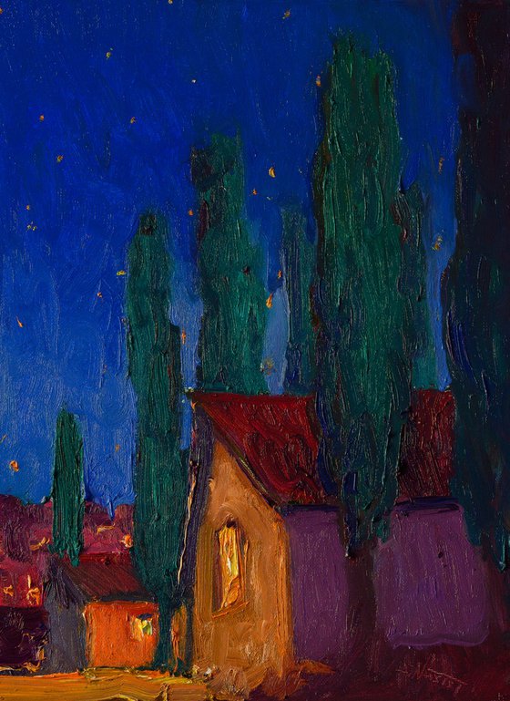 Night, Poplar Trees