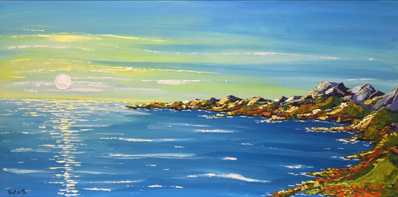 Ocean Painting, Impasto Seascape Art, Large Ocean Coastal Art