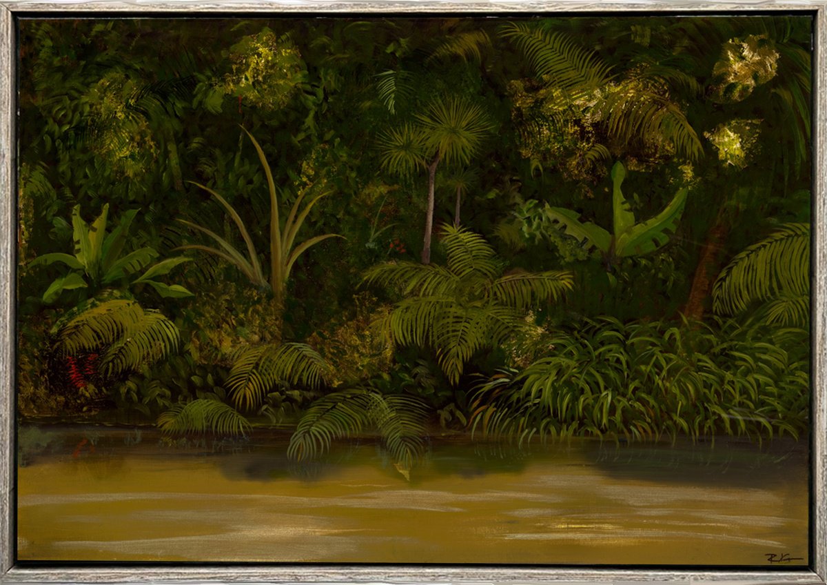 Impressionistic Landscape Painting By Robert Kerr, 41 X 29", Golden Forest #1, Original Artwork