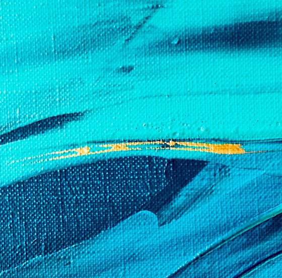 INVISIBLE MASTERS OF THE SEA WAVES - Abstraction. Modern. Sea waves. Turquoise. Ocean. Smooth lines. Soothing.