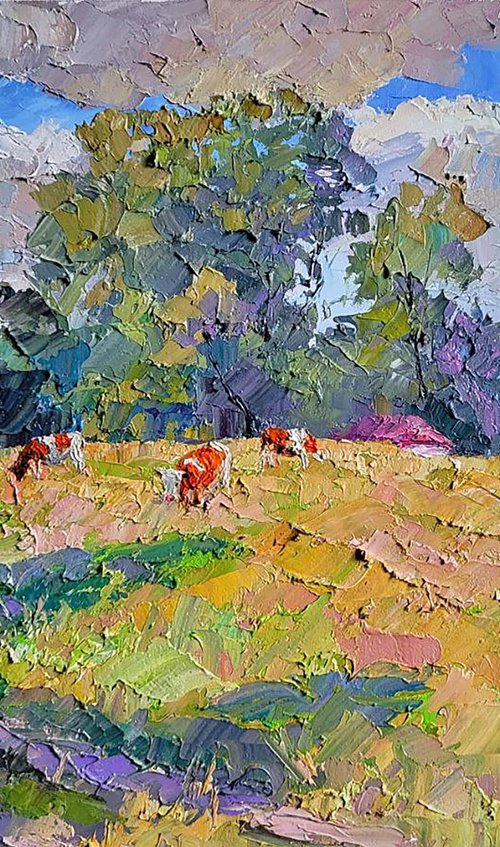 Landscape with cows by Boris Serdyuk