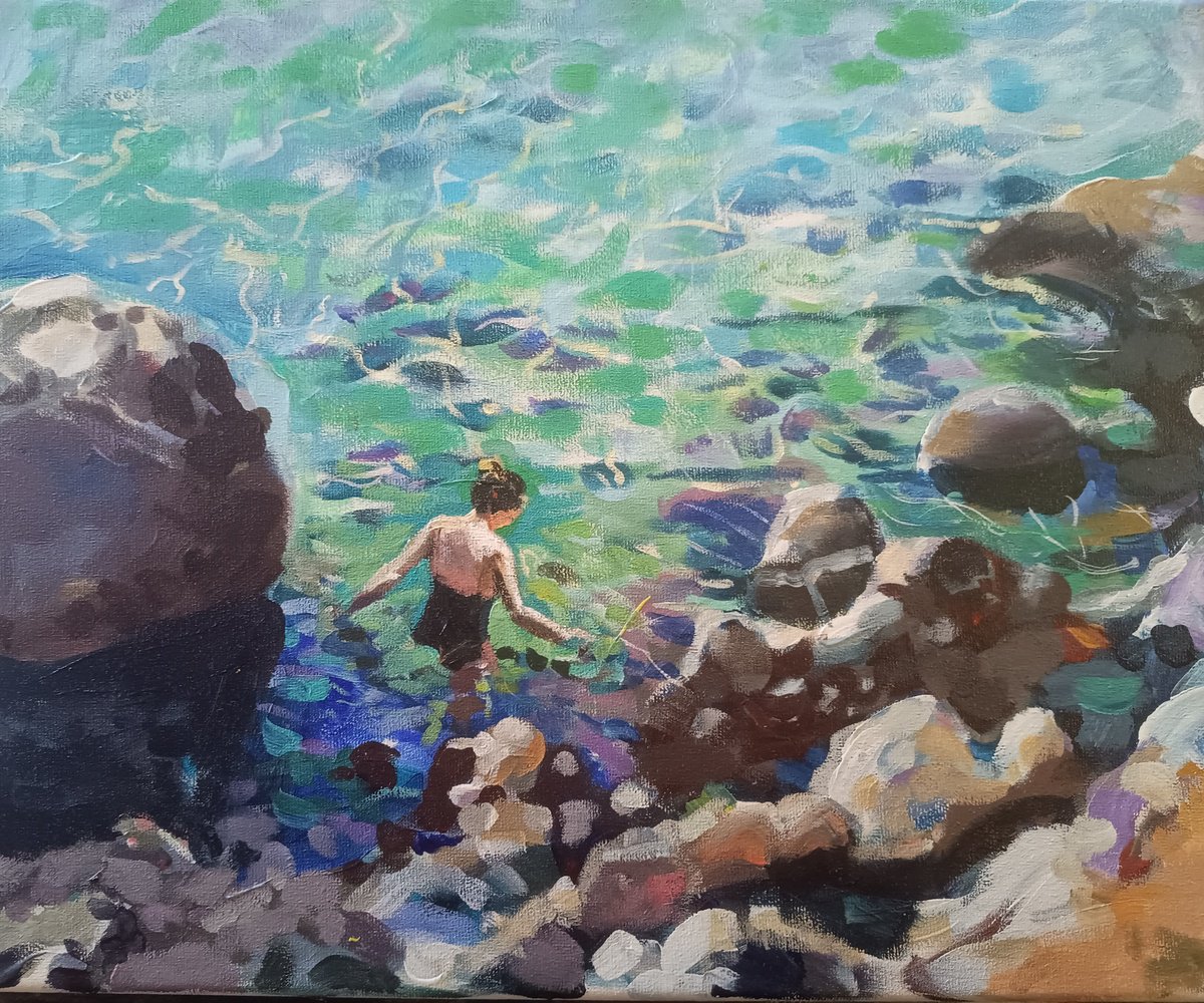 Impressionistic Landscape Acrylic Painting By Marina Del Pozo, 16 X 13", Marina, Original Artwork