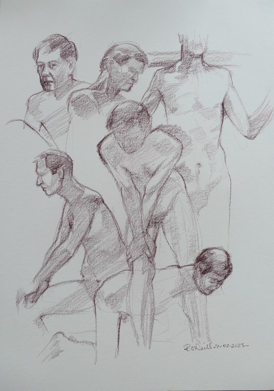 Overlapping male nudes