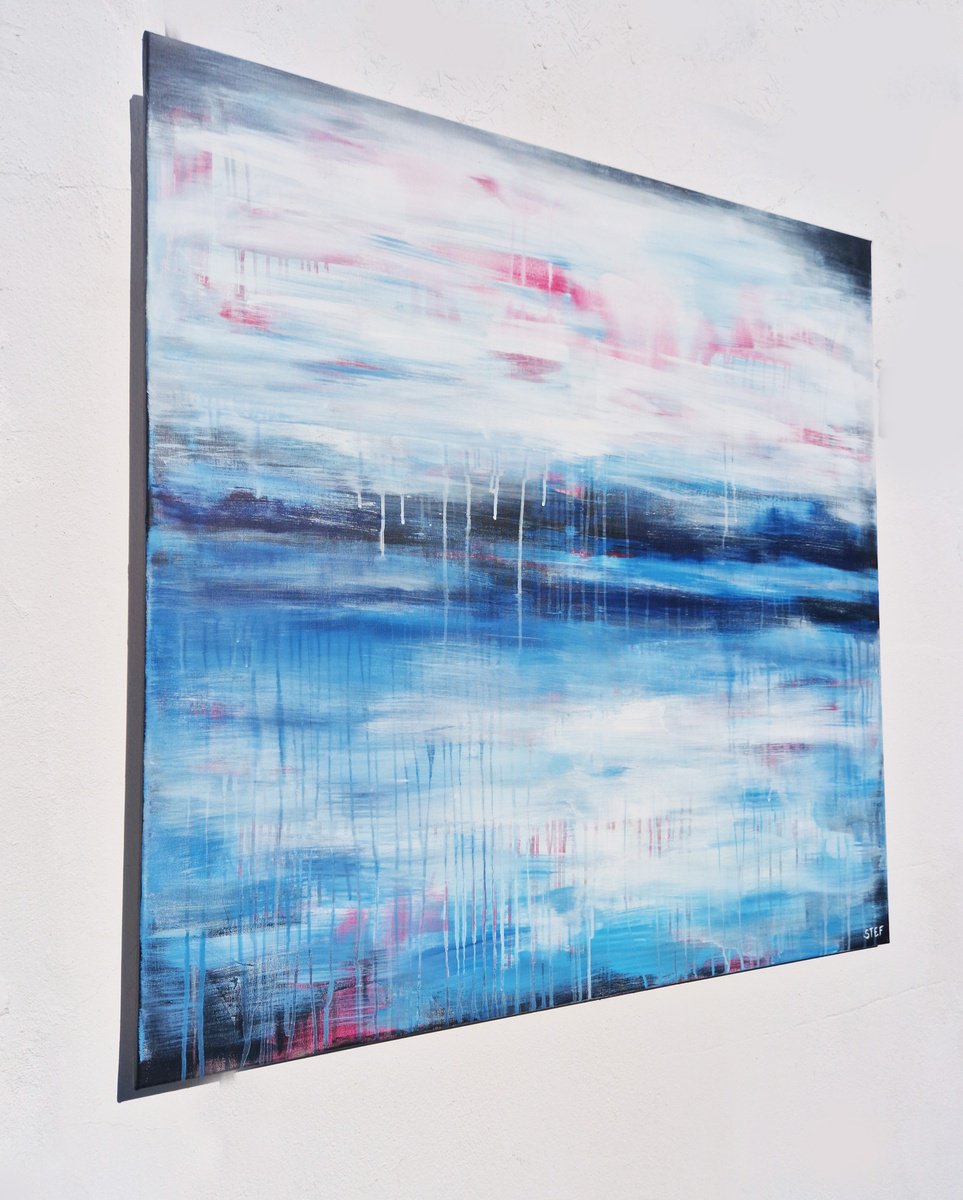 Abstract Landscape Acrylic Painting By Stefanie Rogge, 39 X 39", 