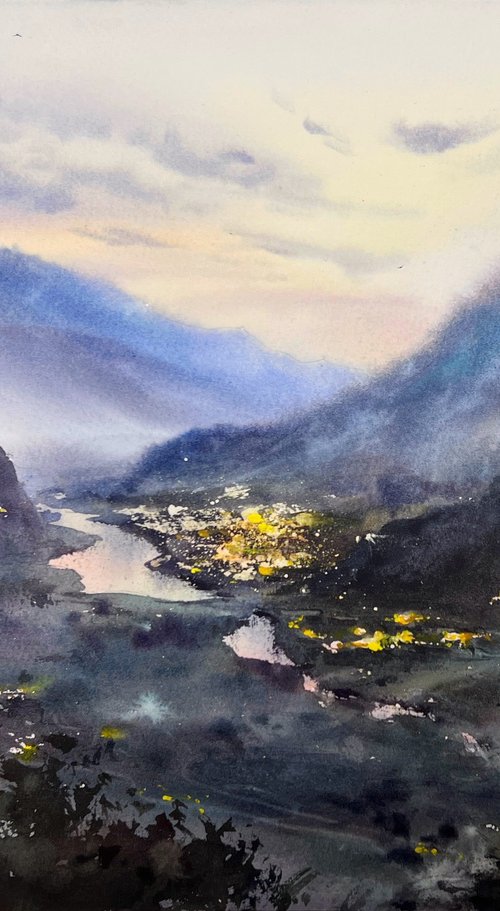 Mountain Valley Lights by Eugenia Gorbacheva