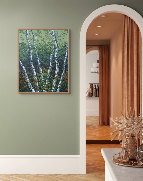 Birches with Goldenrod