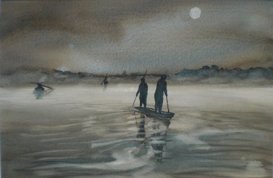 moon and fishermen