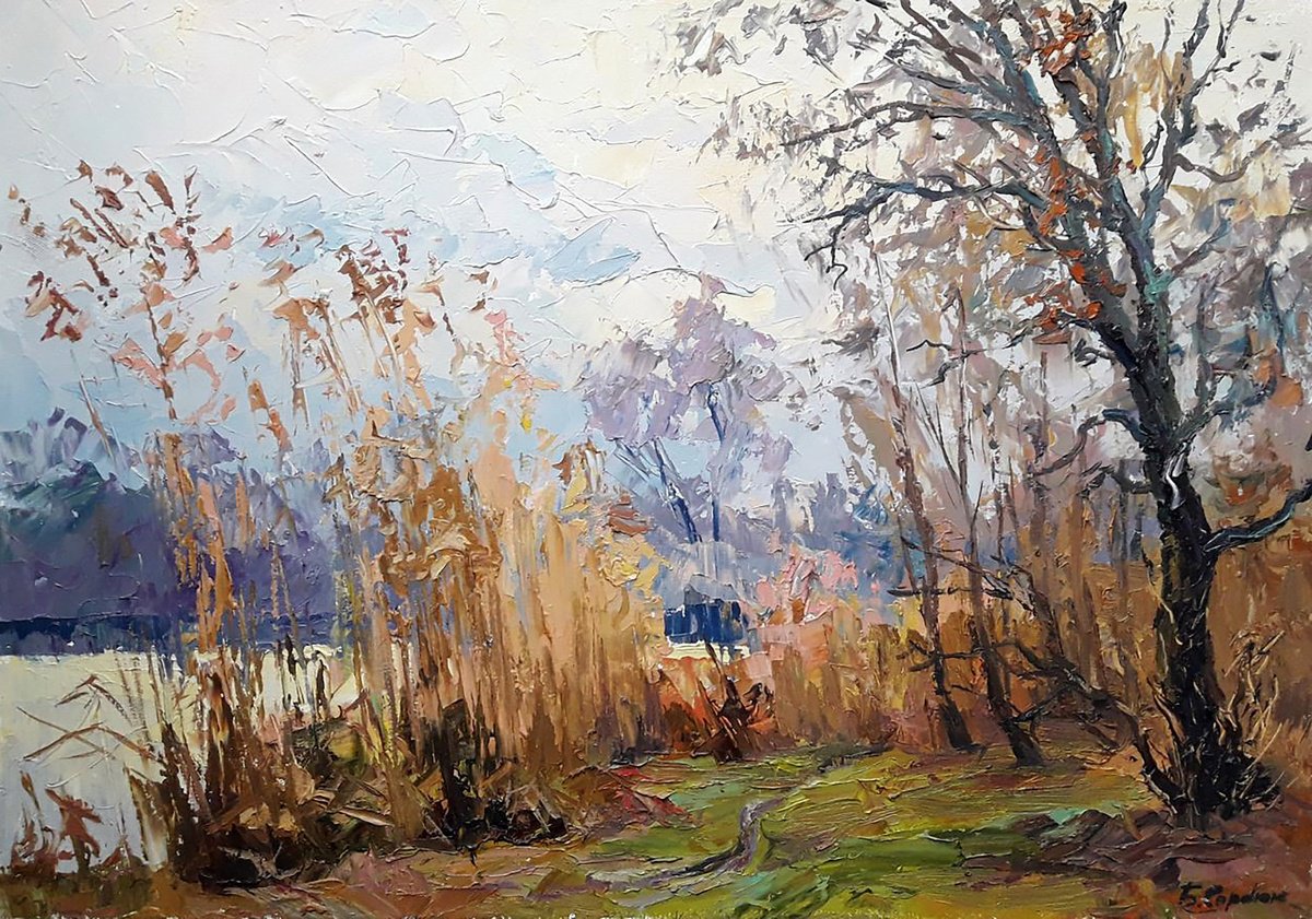 Oil painting Near the river Serdyuk Boris Petrovich nSerb807 by Boris Serdyuk