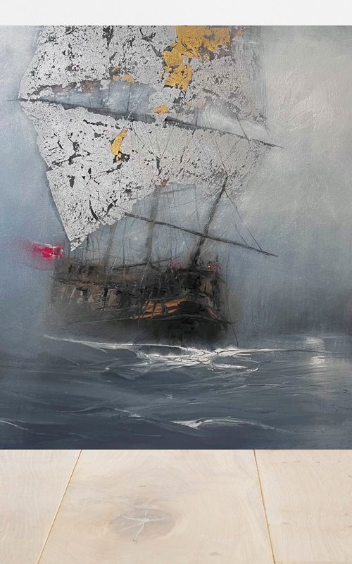 Harbor of destroyed dreams - Lost in the Fog  SPECIAL PRICE !!! W 120 x H 94 cm by Ivan  Grozdanovski