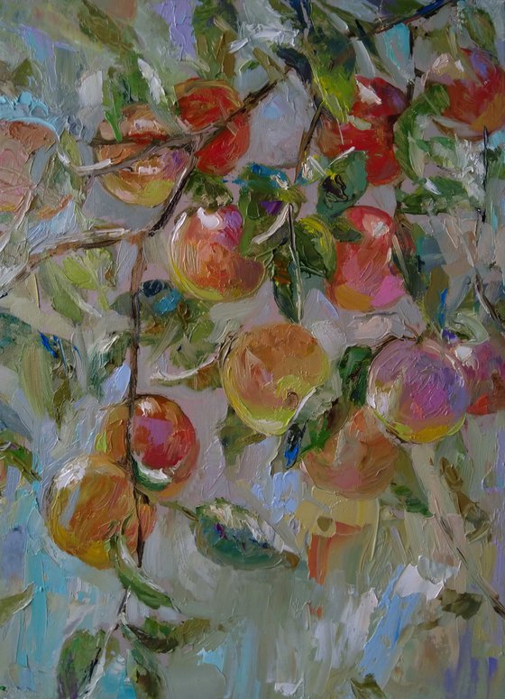 Apple tree(30x40cm, oil painting, impressionism, ready to hang)