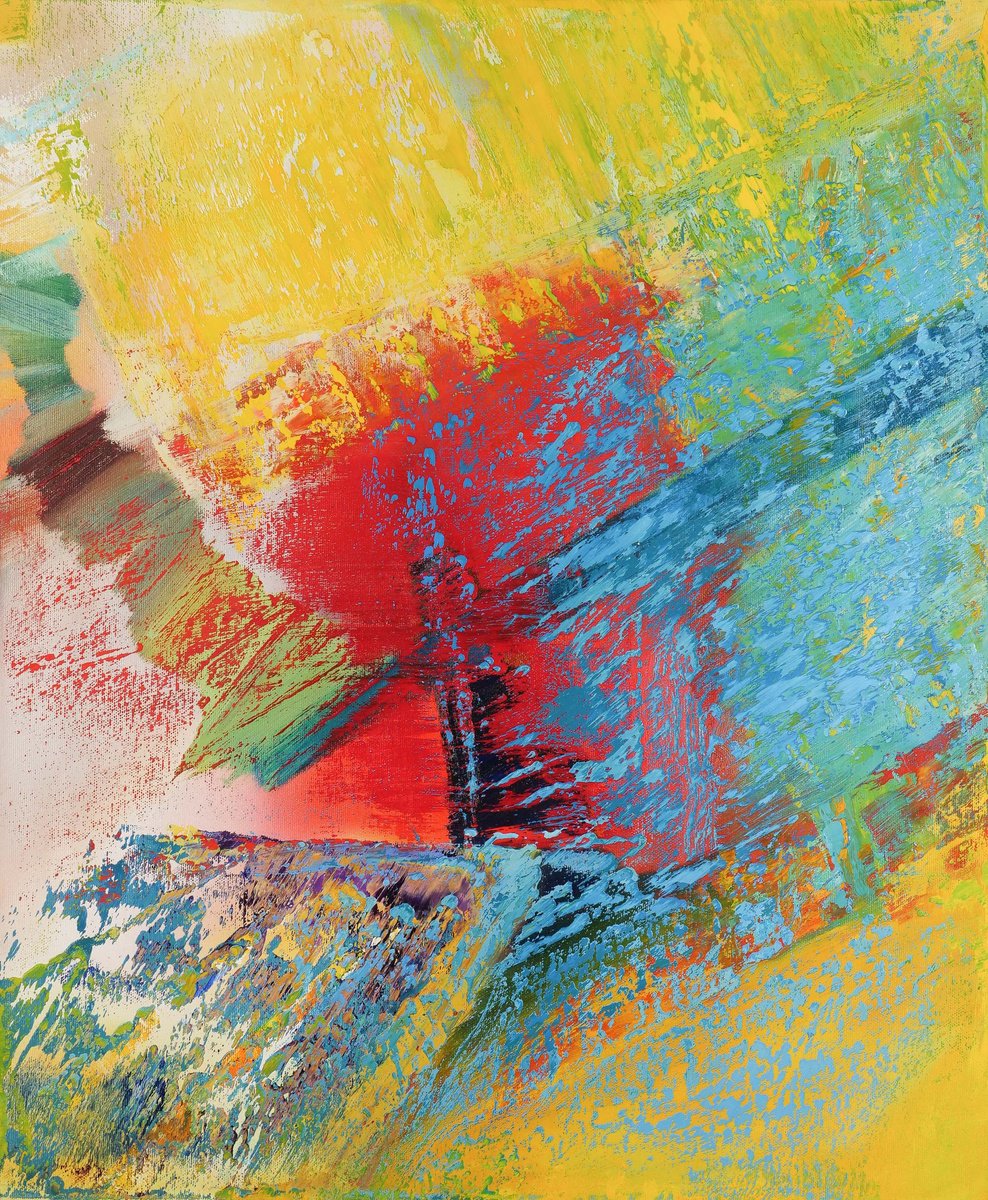 Abstract Oil Painting By Vadim Shamanov, 20 X 24", Lost Between Time, Original Artwork