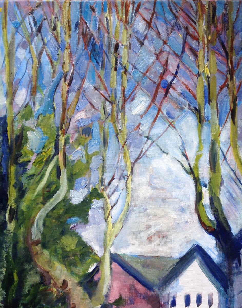 Impressionistic Landscape Oil Painting By Sandra Haney, 16 X 20", Spring, Original Artwork