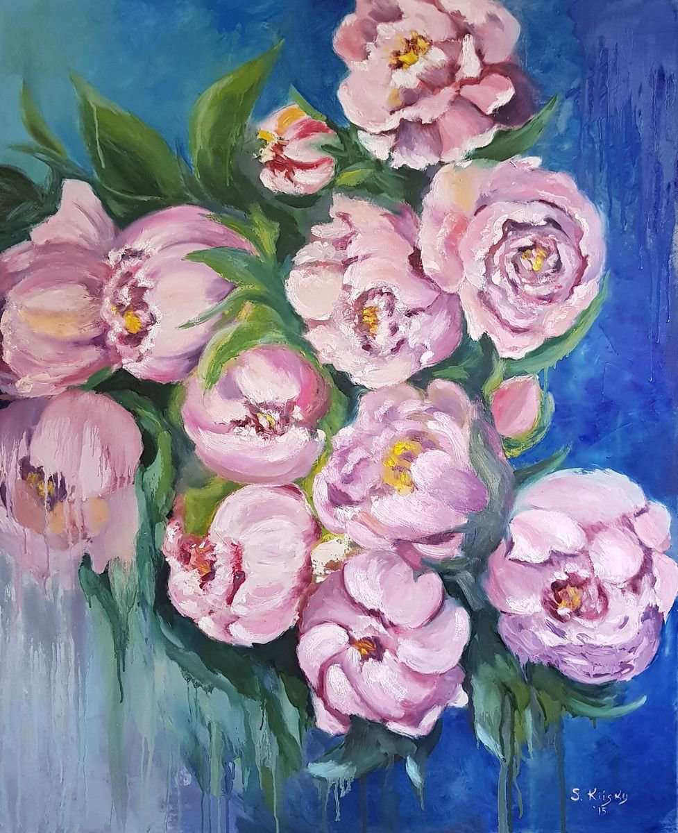 Impressionistic Botanical Oil Painting By Svetlana Grishkovec-Kiisky, 35 X 43", Flowers, Original Artwork