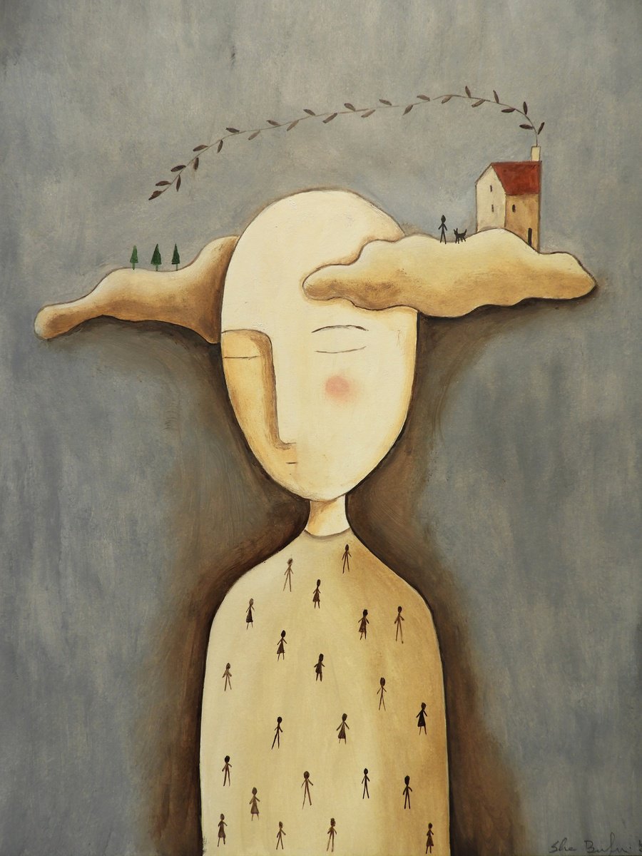 Illustrative Oil Painting , Thinking About Home By Silvia Beneforti, 12 X 17, Artwork For Sale On Artfinder