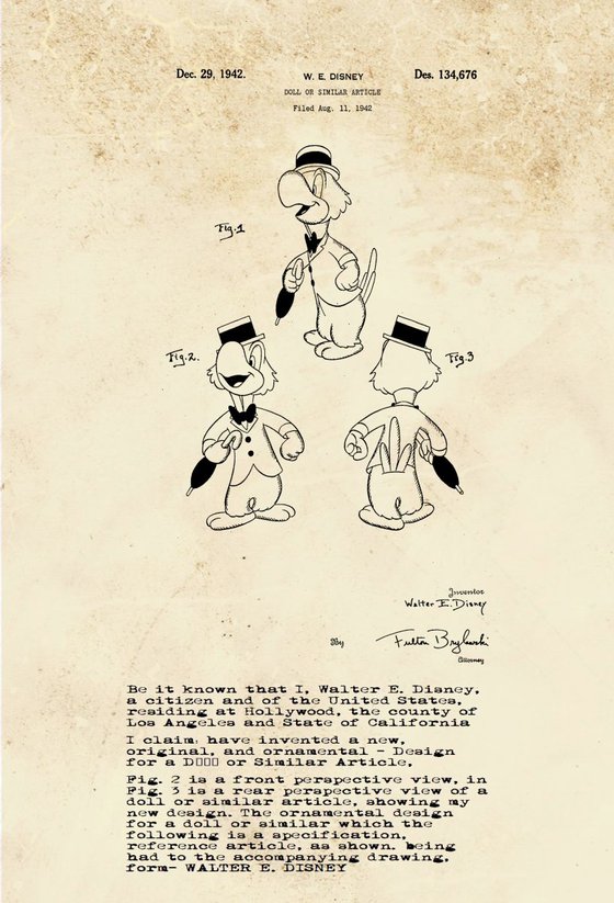 Disney character patent - Parrot - Sepia - Circa 1942