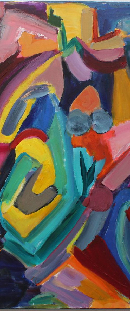 Colours Abstract Acrylic 100x100 by Sylvie Dodin