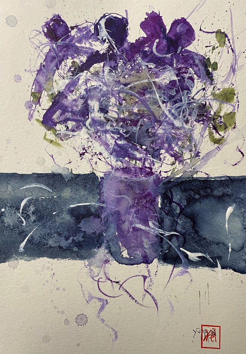 Organic Watercolour , Il Vaso Di Viole By YS?rei, 8 X 12, Artwork For Sale On Artfinder