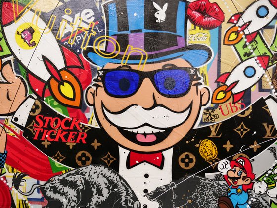 Money Never Sleeps 240cm x 100cm Textured Urban Pop Art