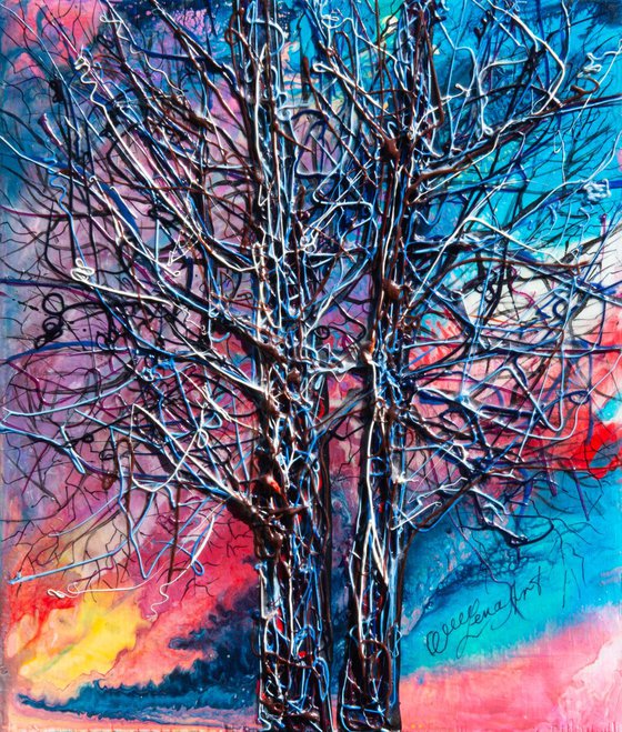 Enchanted  Tree Painting by OLena Art