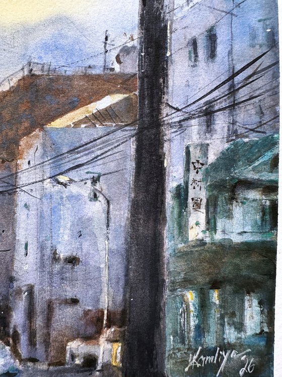 Sapporo wires at twilight