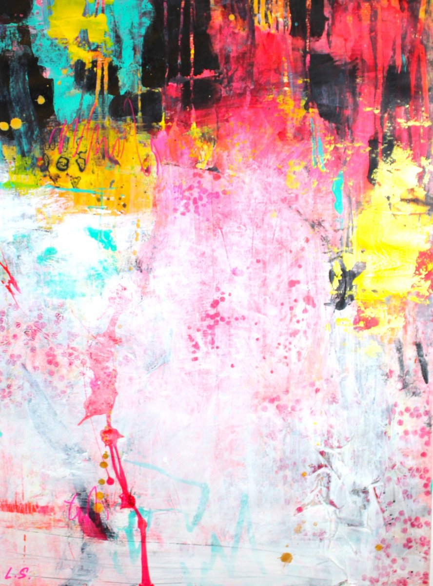 Abstract Acrylic Painting By Laura Spring, 18 X 24", The Language Of Love 3, Original Artwork