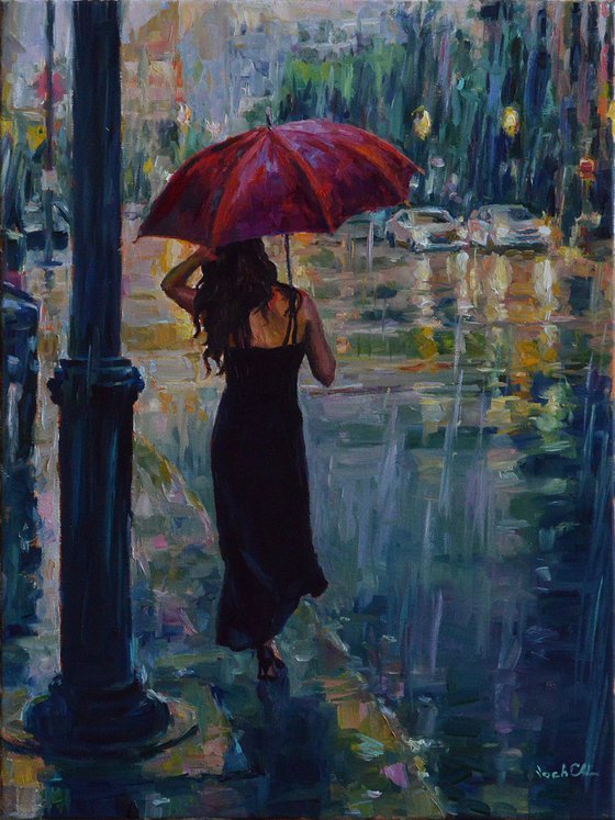 She and the rainy street