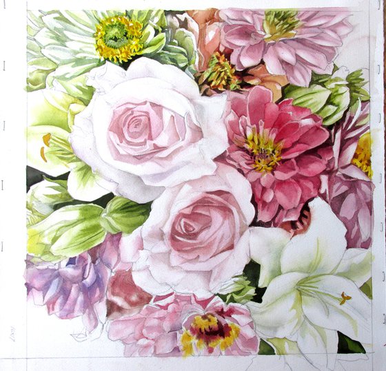 spring bouquet watercolor