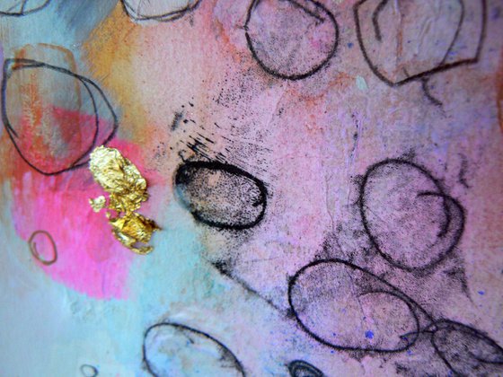 All that glistens (gold leaf, purple and pink original abstract)