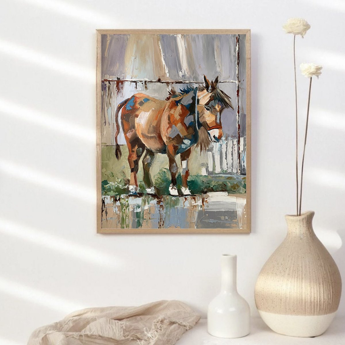 Expressive Animal Oil Painting By Vita Schagen, 16 X 20", Little Donkey., Original Artwork