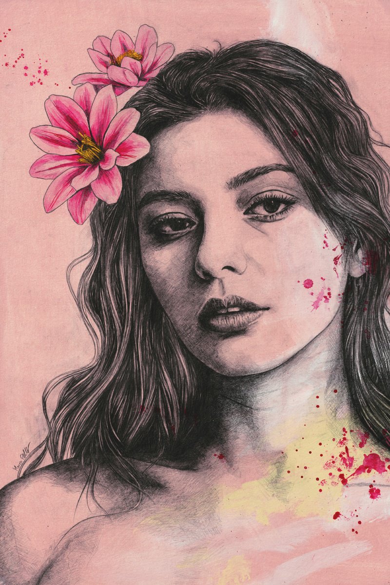 Expressive Portrait Pencil Drawing By Marco Paludet, 16 X 24", Superfluous To Requirements, Original Artwork